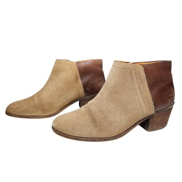 Madewell Cait Cottage Suede Leather Ankle Boots Brown Tan Distressed BOHO 7 - Picture 3 of 15